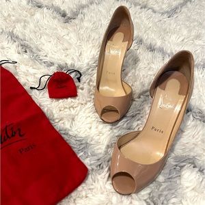 Christina Louboutin flat peep toe pumps